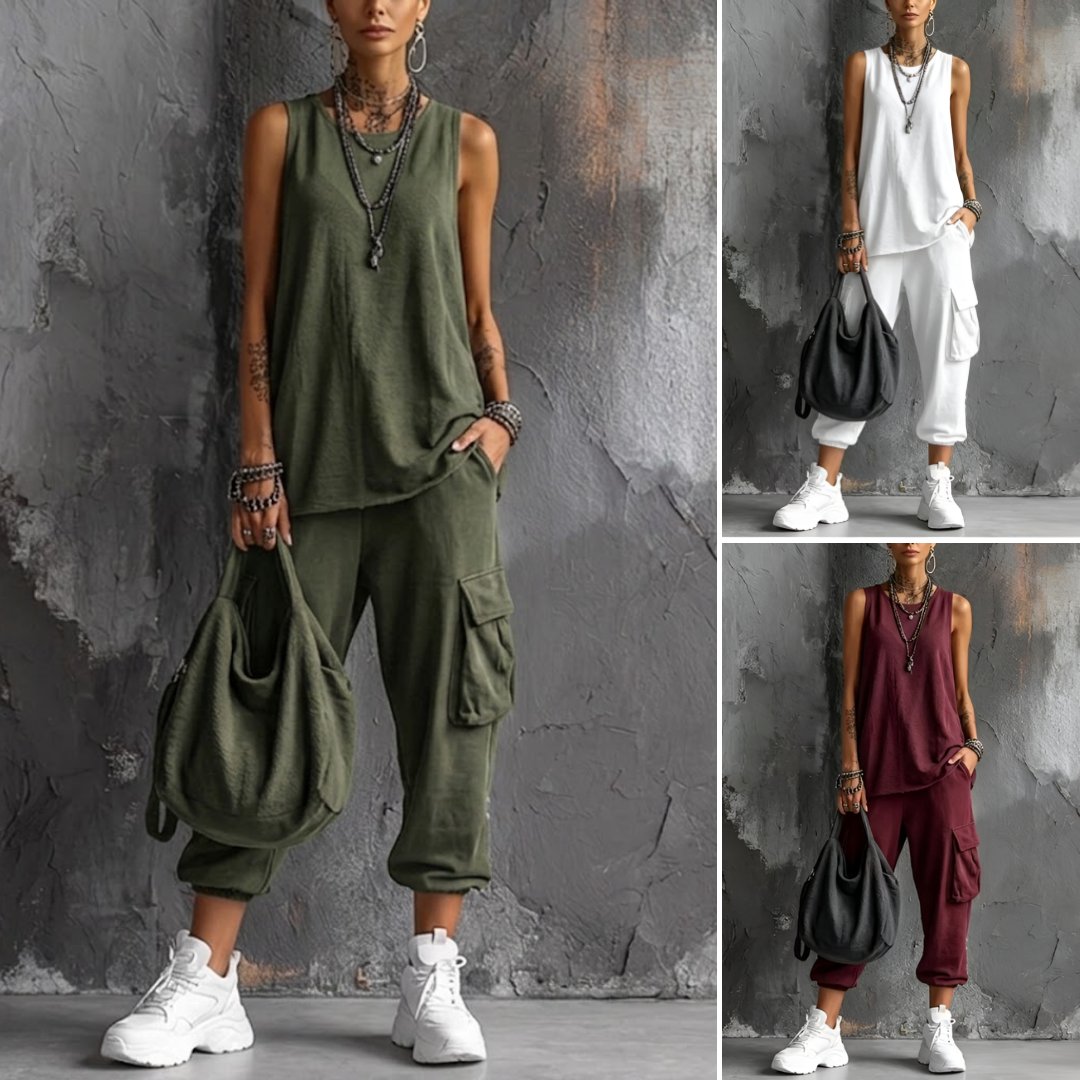 Completo casual morbido con tasche