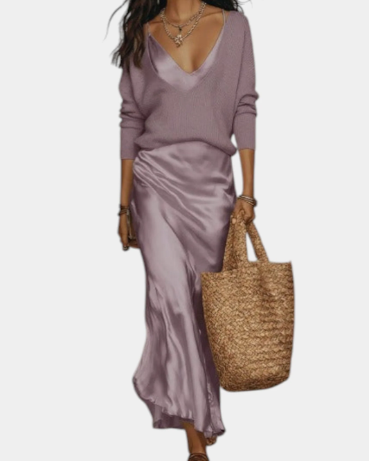Completo Midi Satin & Knit