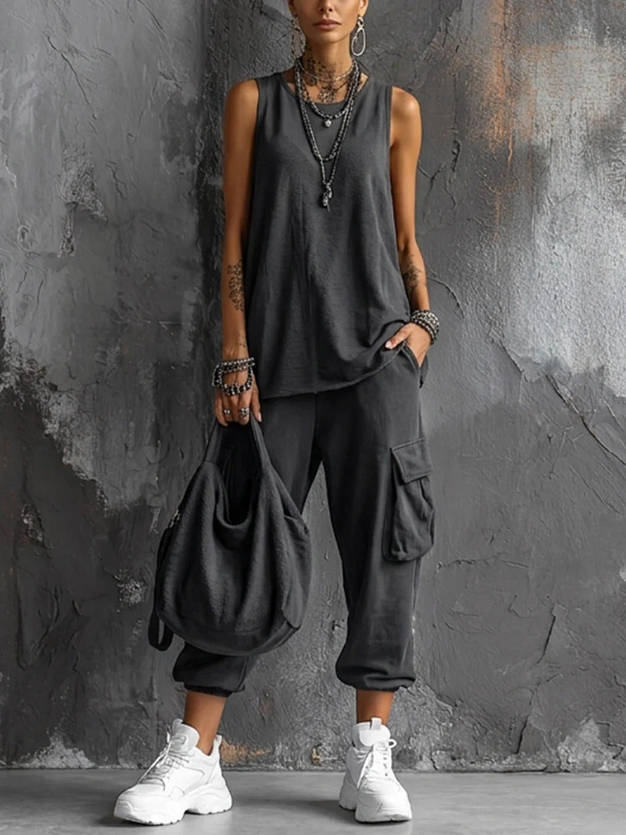 Completo casual morbido con tasche