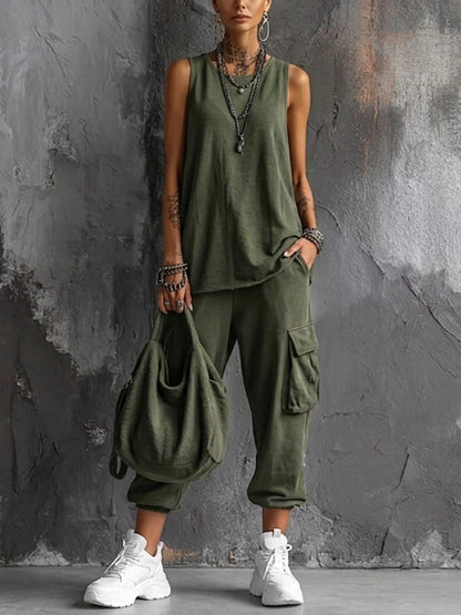 Completo casual morbido con tasche